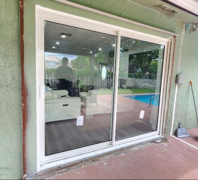 Sliding glass door serviced on a South Florida pool patio