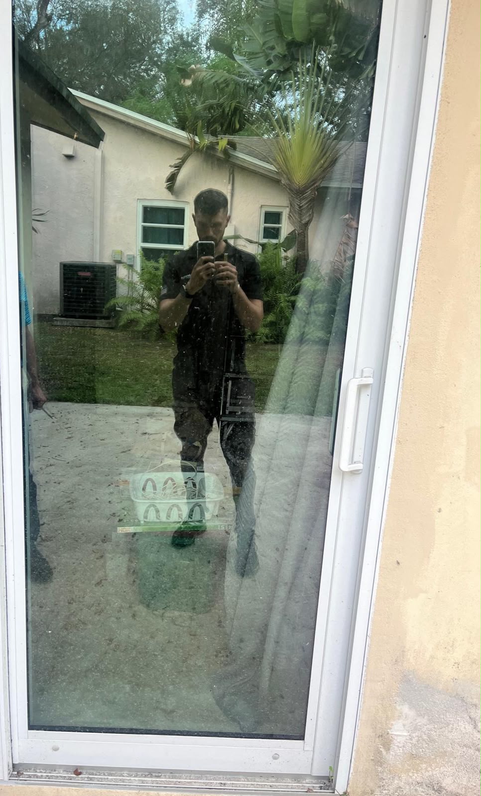 Same sliding door after new glass was installed