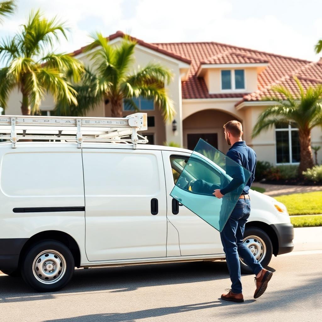 Slideways Solutions work van and technician at a South Florida home